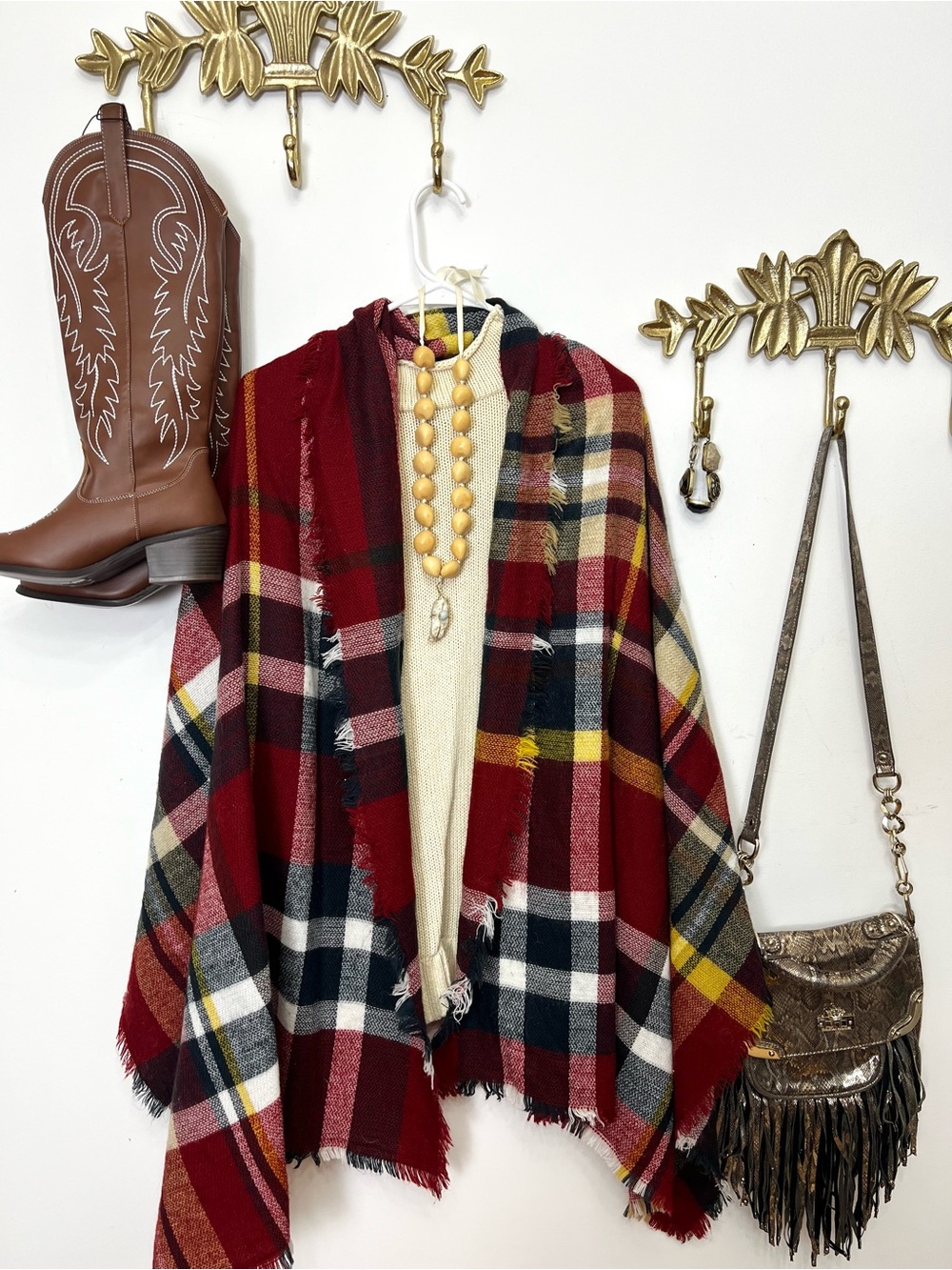 Plaid fall scarf/shawl